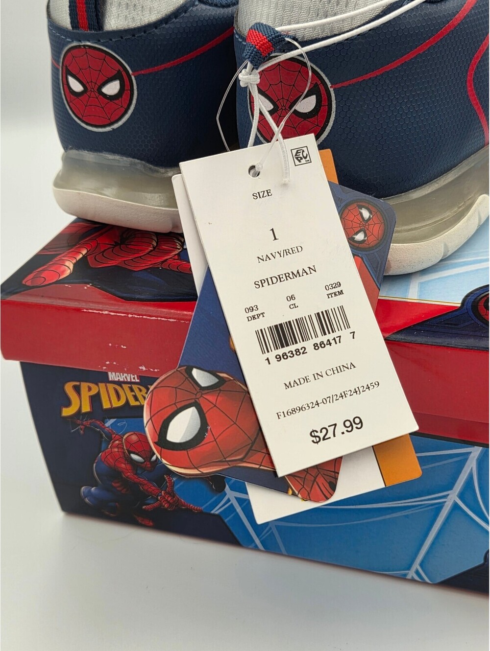 Marvel Spider-Man Toddler Boys Light-Up Sneakers Size 1 Navy Red NWT - Picture 5 of 11